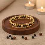 PVD Gold Plated Rudraksha & Karungali Bracelet for strength, positivity and spiritual energy. India’s Largest Pooja Accessories Brand - www.satvikstore.in