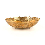 9.5 Inch Antique Floral Embossed Decorative Brass Urli