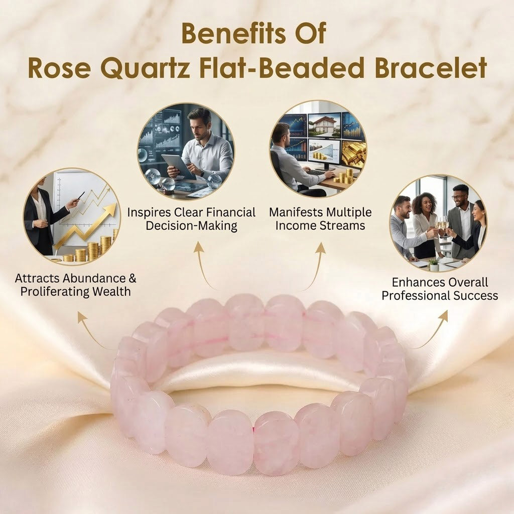 Rose Quartz Flat-Beaded Bracelet Stylish Spiritual Wear