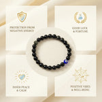 Citrine & Black Obsidian Evil Eye Bracelet Combo with Hare Krishna Hare Rama Pendant