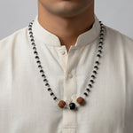 Silver Plated Karungali Mala 8mm with Rudraksha Govt Certified