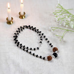 Silver Plated Karungali Mala 8mm with Rudraksha Govt Certified