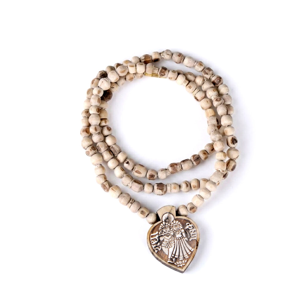 100% Original Tulsi Neck Mala with Radha Krishna Locket Charm