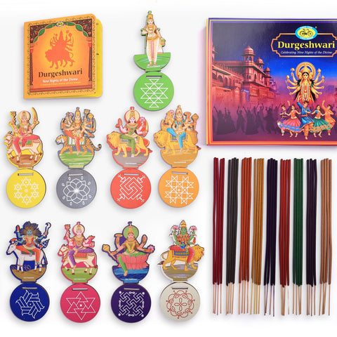 Durgeshwari Navaratri devotional pack with book and puja items