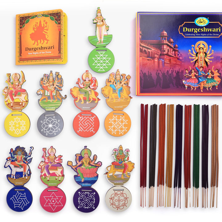 Durgeshwari Navaratri devotional pack with book and puja items
