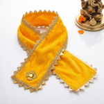 Premium Yellow Velvet Ganpati Patka with Gold Trim 15 Inch