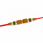 Twin Swastik Gold Finish Double Line Thread Rakhi