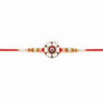 Elegance White Meenakari and Red Evil Eye Designer Rakhi