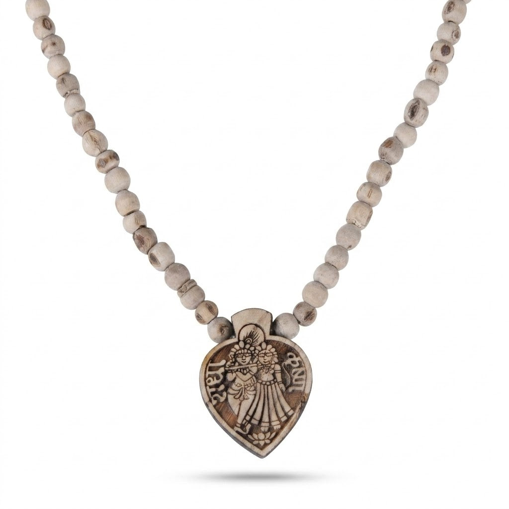 100% Original Tulsi Neck Mala with Radha Krishna Locket Charm