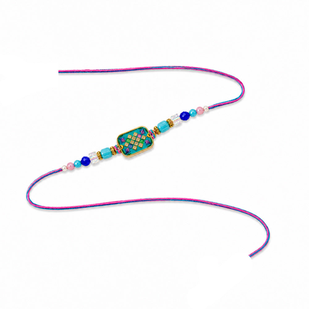 Elegance Rectangular Mosaic Enamel Designer Rakhi