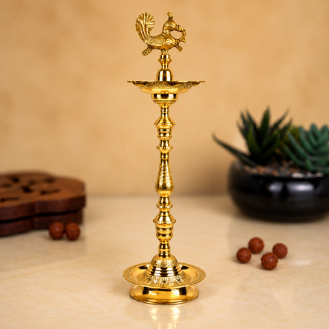 36 Inch Brass Kerala Peacock Samai Deepam Inauguration Lamp