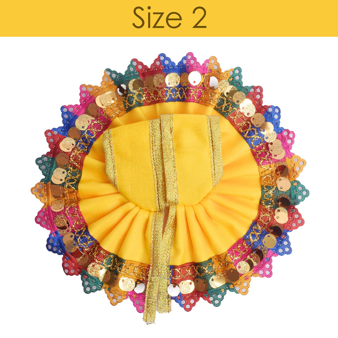 Laddu Gopal Yellow Dress with Multi-Color Sequined Border