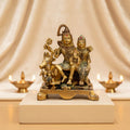 7.5 Inch Elegant Brass Shiva Family Statue – Featuring Lord Shiva, Parvati, Ganesha, and Kartikeya for Temple or Home Decor. India's Largest Puja Accessories Brand - Satvik No. 1 Brass Idol Collection 