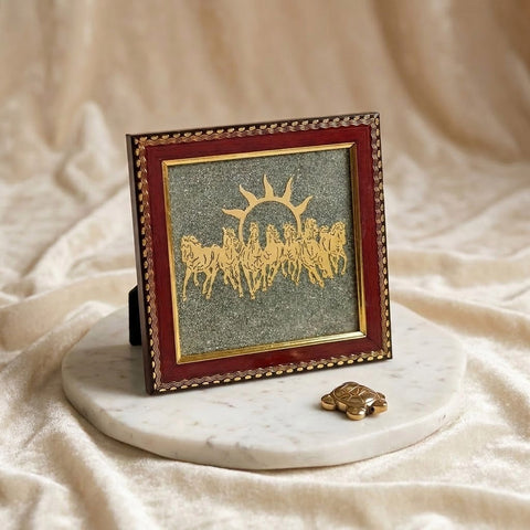 7 Horses Pyrite Frame and Golden Pyrite Tortoise Combo for Wealth and Prosperity for Home and Office India’s Largest Puja Accessories Brand- www.satvikstore.in