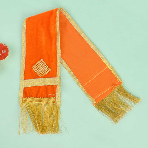 Beautiful Orange Patka/Duppata/Angvastra – 14-inch vibrant devotional cloth, ideal for spiritual wear, temple rituals, and deity offerings. India’s Largest Pooja Accessories Brand – www.satvikstore.in