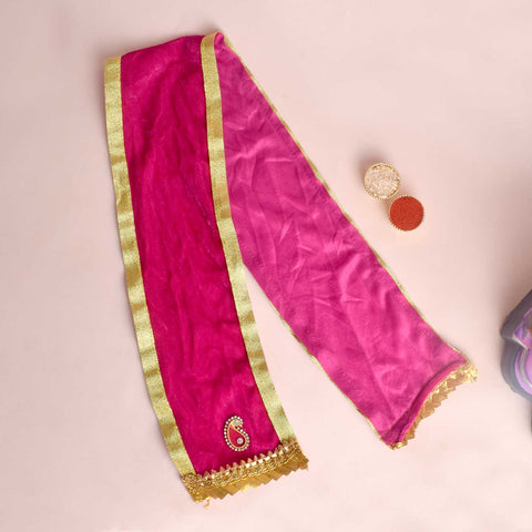 Beautiful Pink Angvastra/Patka/Duppata – 32-inch traditional devotional cloth in soft pink, perfect for puja, temple ceremonies, or spiritual attire. India’s Largest Pooja Accessories Brand – www.satvikstore.in