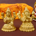 3.1 Inch Laxmi and Ganesha Pair Pure Brass Idol with intricate detailing, perfect for Diwali pooja, home temple, and spiritual gifting  No.1 Brass Idol Store www.satvikstore.in 