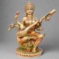 Temple-size brass Saraswati idol with glossy finish – 92 cm (36 inches) height, 63 cm (25 inches) length, and 30150 grams (30.15 kg) weight. This handcrafted temple size murti is made from high-quality brass, perfect for home temples, puja, and gifting. Buy premium temple size statues from India's Large Puja Accessories Brand - Satvik No. 1 Brass Idol Collection 
