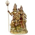 Handcrafted brass statue of Shiva Parivar (Shiva, Parvati, Ganesha, and Kartikeya) with Trishul, intricately detailed. It is best for a VIP Gift, best for a big premium gift, and best for your temple. India's Large Puja Accessories Brand - Satvik No. 1  Brass Idol Collection 
