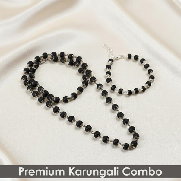 Silver Capping Karungali Mala & Bracelet Govt Certified Original
