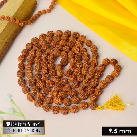 5 Mukhi 9.5 MM Rudraksha Mala – Natural Spiritual Beads for Peace & Protection