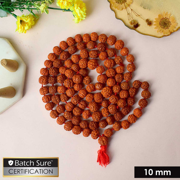 5 Mukhi 10 MM Rudraksha Mala – Natural Spiritual Healing Beads