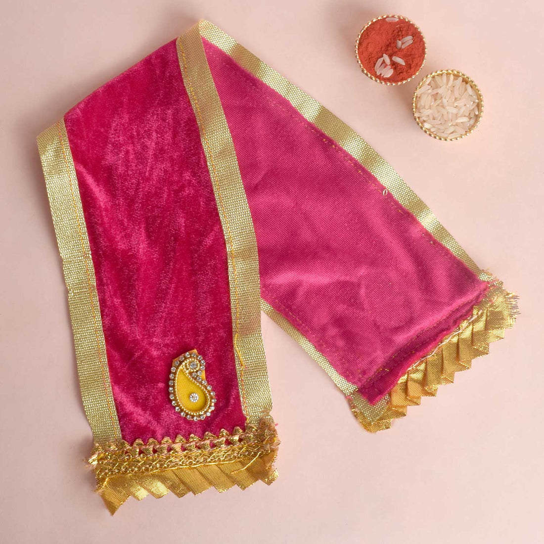 Charming pink Angvastra Patka Dupatta | India’s Largest Pooja Accessories Brand – www.satvikstore.in