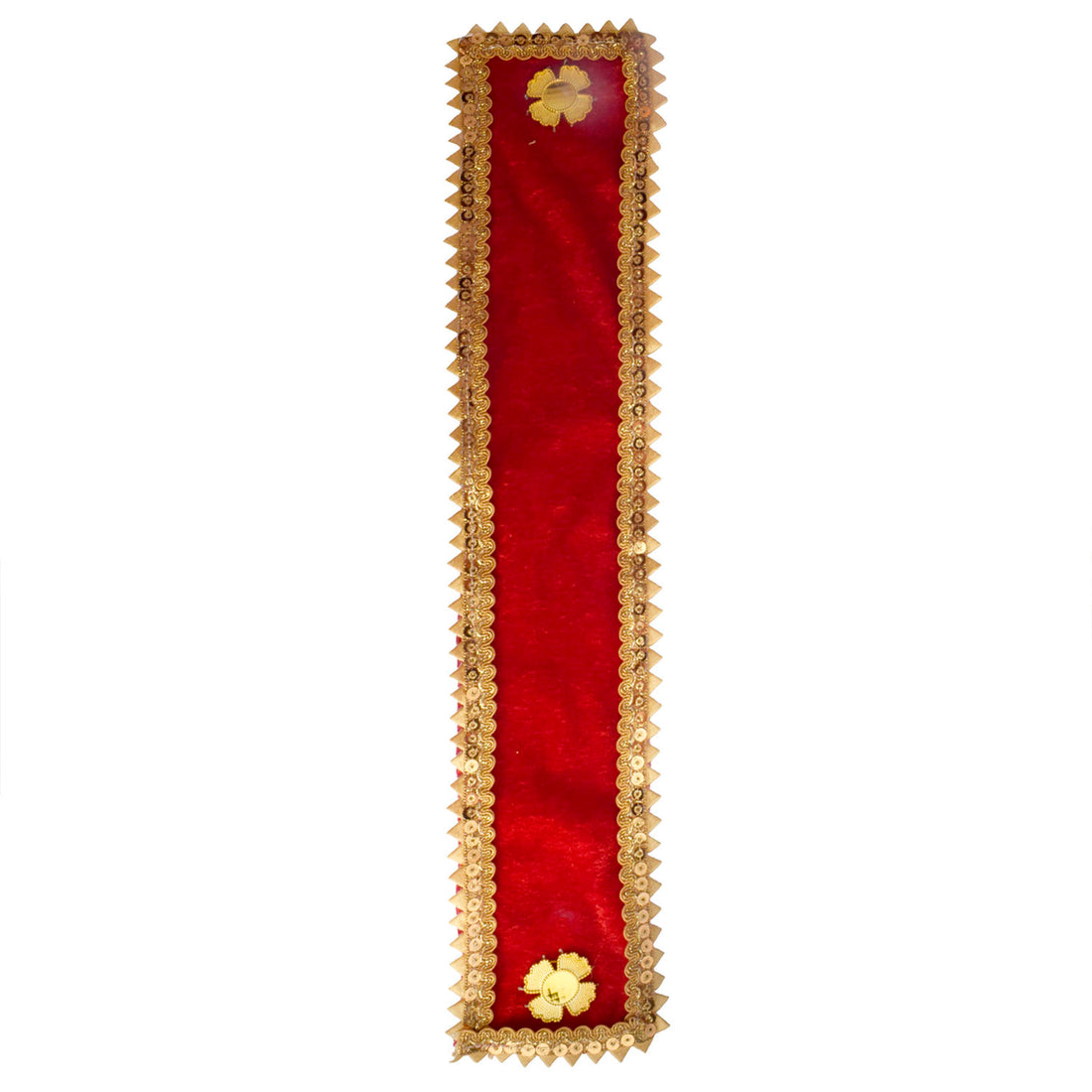 Red Velvet Twin Flower Ganpati Idol Patka with Sequin Lace