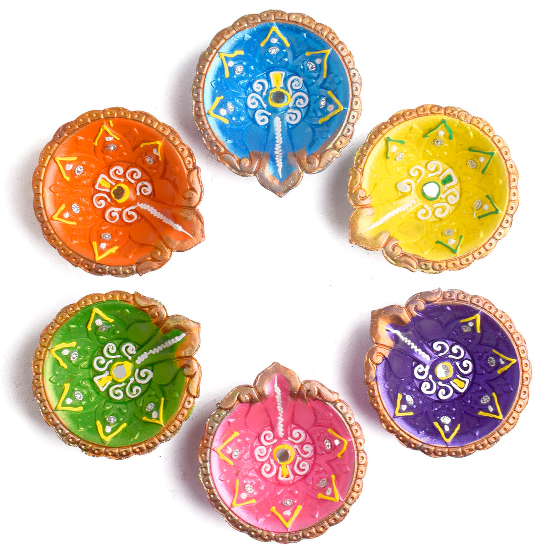 Joyful Gleam Celebratory Clay Diyas for the Festival of Lights Set of 6