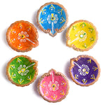 Joyful Gleam Celebratory Clay Diyas for the Festival of Lights Set of 6