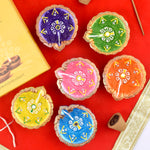 Joyful Gleam Celebratory Clay Diyas for the Festival of Lights Set of 6