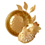 Golden Round Elegant Leaf Stems Brass Urli