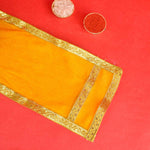Yellow Velvet Ganpati Idol Patka with Classic Gold Border - 21 Inch