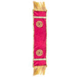 Designer Pink Velvet Ganpati Idol Patka with Gold Tassels