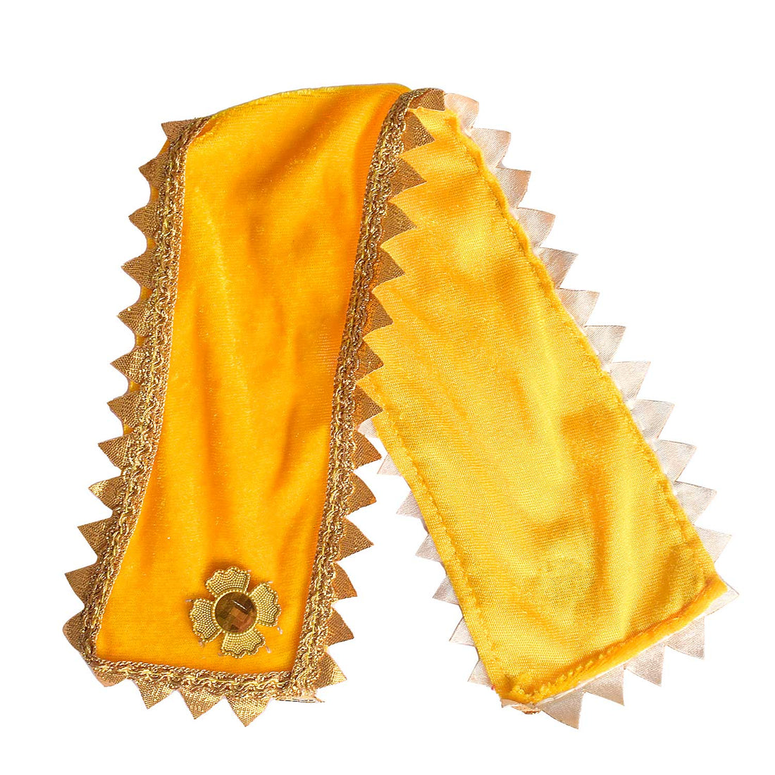 Premium Yellow Velvet Ganpati Patka with Gold Trim 15 Inch