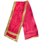 Pink Velvet Ganpati Idol Patka with Classic Gold Border - 22 Inch