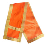 Orange Velvet Ganpati Idol Patka With Classic Gold Border