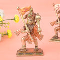 The "4.9 Inch Sacred Brass Hanuman Statue" is a beautifully crafted representation of Lord Hanuman, symbolizing strength, devotion, and protection. Standing at 4.9 inches tall, this intricately detailed statue is made from high-quality brass, capturing Hanuman’s powerful stance and serene expression.