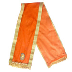 Orange Velvet Ganpati Idol Patka with Gold Border - 22 Inch