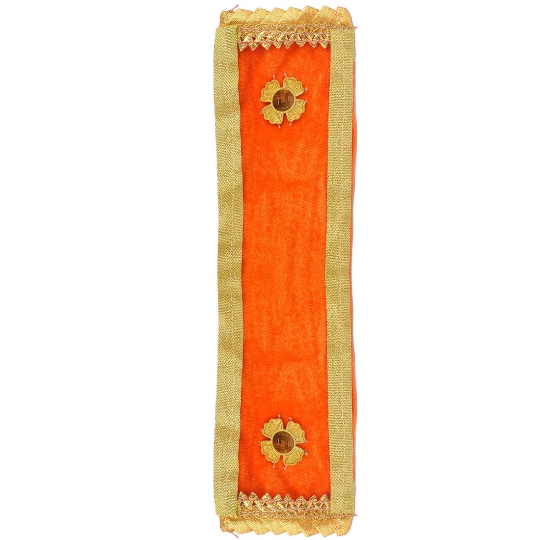 Handcrafted Orange Velvet Ganpati Idol Patka - 15 Inch
