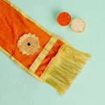Decorative Orange Ganpati Idol Patka with Gold Border