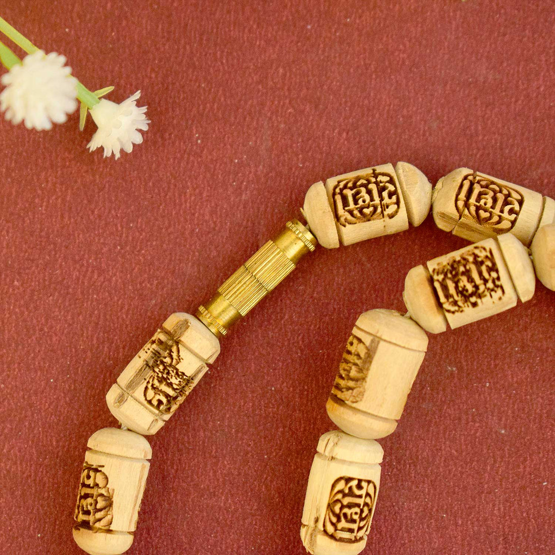 100% Pure Tulsi Kanthi Wooden Mala with Radha Name