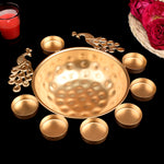 Decorative Brass Peacock Flower Urli with Tea Light