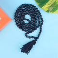 Shani Mala made with black beads, traditionally used for chanting Shani mantras and worshipping Shani Dev.  India’s Premium Jap Mala Store- www.satvikstore.in