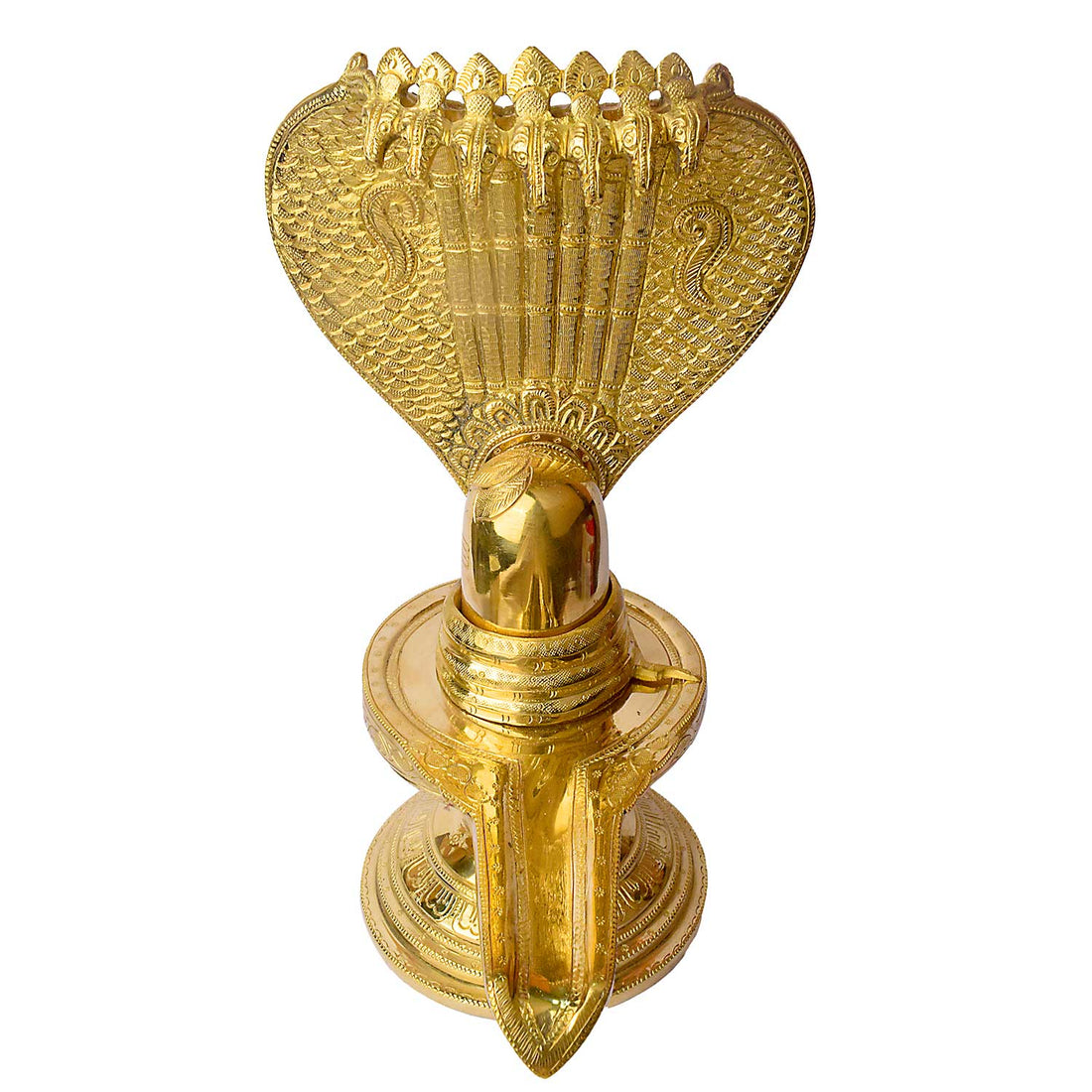 14.2 Inch Brass Shivling with Nag Hood – Ideal for Shivratri