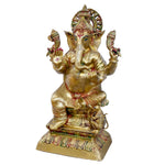 30 Inch Brass Seated Ganpati Idol with Glossy Finish