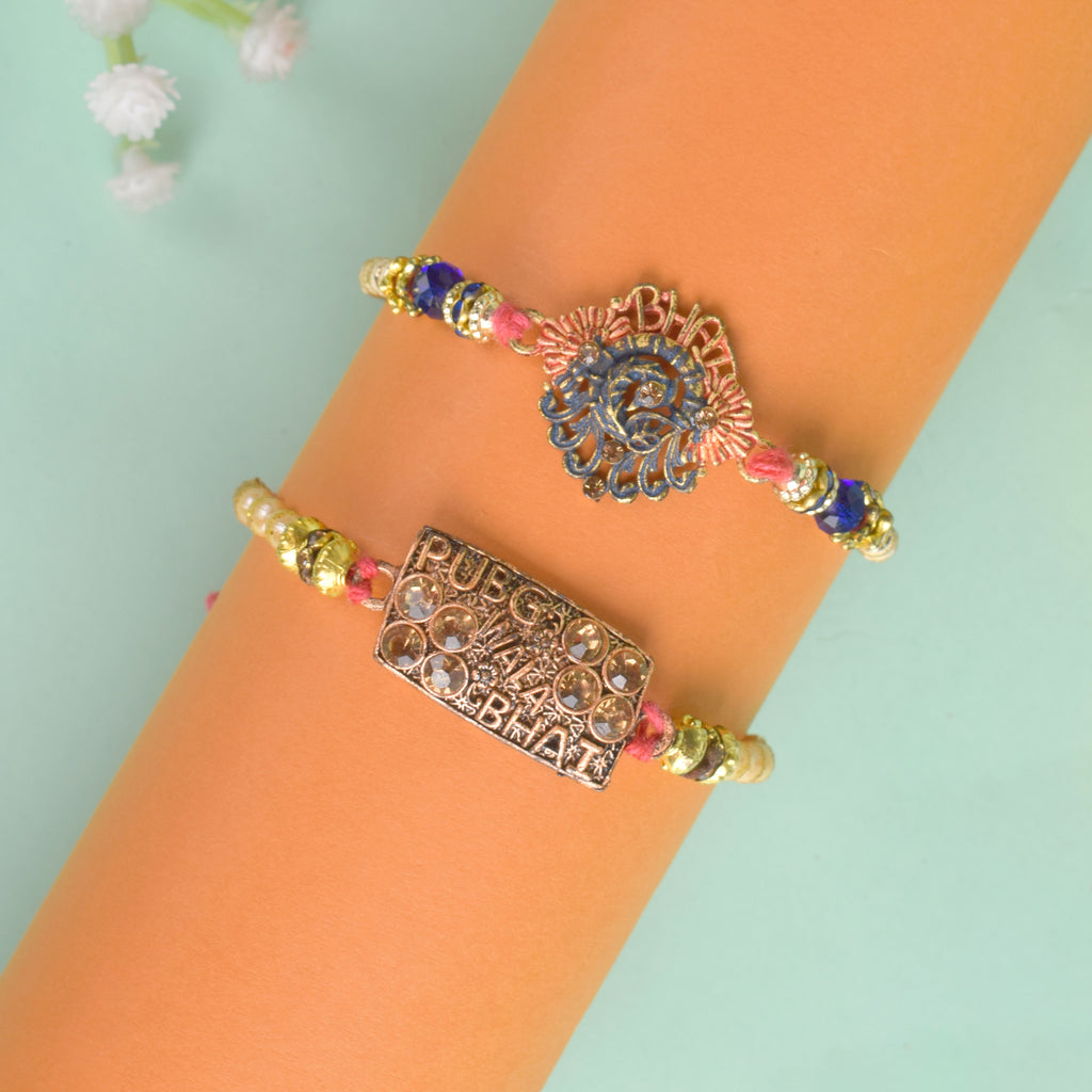 Set of 2 Traditional Rakhis for Brothers with Roli Chawal and Ram Sita Stickers – Raksha Bandhan Gift Pack. India’s Largest Pooja Accessories Brand - www.satvikstore.in