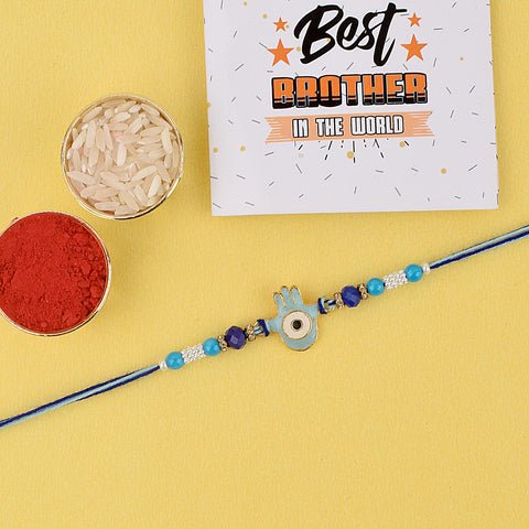 Designer Evil Eye Rakhi with Hamsa Hand Charm rakhi India’s Largest Pooja Accessories Brand – www.satvikstore.in
