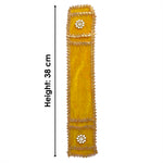 Elegant Yellow Velvet Ganpati Idol Patka with Stone Floral Medallions