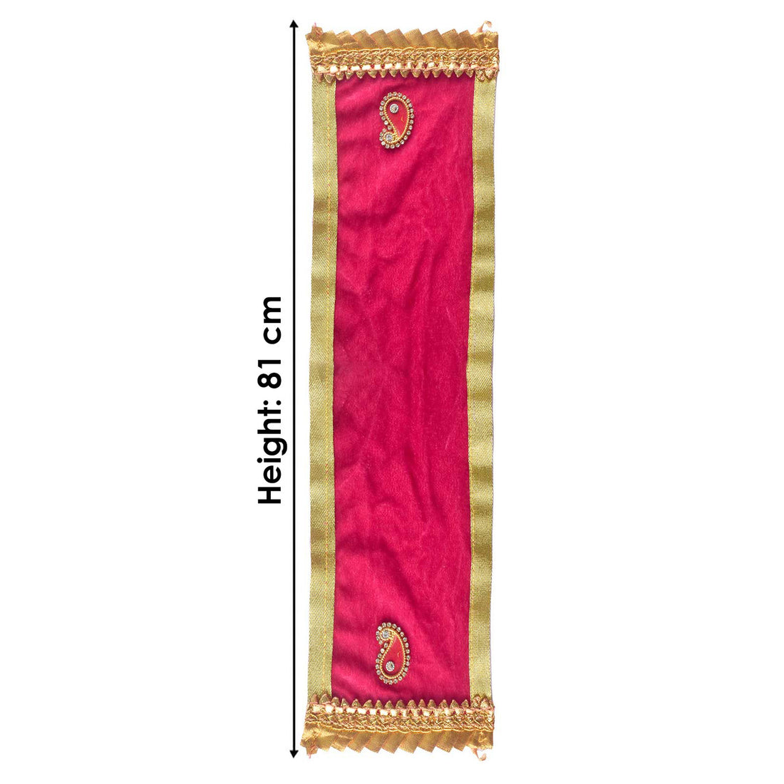Pink Velvet Ganpati Idol Patka with Gold Border